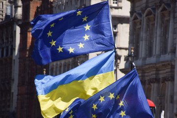 European Union flags and a Ukrainian flag are displayed during the weekly anti-Brexit and pro-EU protest in Parliament Square. Illustrative photo. (Source: Getty Images) European Union flags and a Ukrainian flag are displayed during the weekly anti-Brexit and pro-EU protest in Parliament Square. Illustrative photo. (Source: Getty Images)