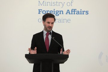 Ukrainian Foreign Ministry spokesperson Heorhii Tykhyi speaks during a briefing in Kyiv, Ukraine, on June 10, 2026. (Source: Getty Images)