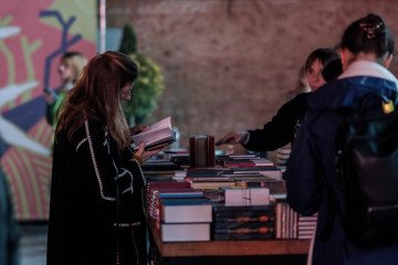 People buy books during the Land of Poets Festival on November 8, 2025 in Lviv, Ukraine. (Source: Getty Images)
