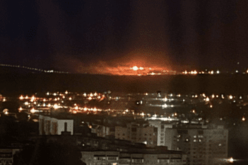 A fire burns near the Saratov Oil Refinery in Russia following a reported drone attack overnight on September 8, 2026. (Source: Exilenova+)