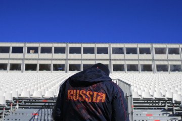 A man visits the Rosa Khutor Alpine ski venue in the mountain Olympic village on February 5, 2014. (Source: Getty Images)