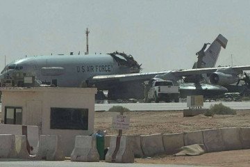 Destroyed US E-3G Sentry AWACS aircraft in Saudi Arabia, March 2026. (Source: sentdefender/X)