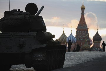 WWII-era Soviet T-34 tank stands at the Red square in Moscow. (Source: Getty Images)