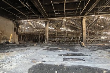 The interior of the Intertop logistics hub lies in ruins after a Russian ballistic missile strike destroyed the facility in the Kyiv region on August 5, 2026. (Source: MTI Group/Facebook) The interior of the Intertop logistics hub lies in ruins after a Russian ballistic missile strike destroyed the facility in the Kyiv region on August 5, 2026. (Source: MTI Group/Facebook)