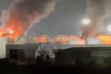 Aftermath of a drone strike on the Armavir Linear Production Dispatch Station in Russia’s Krasnodar region. (Source: Telegram / Exilenova+)