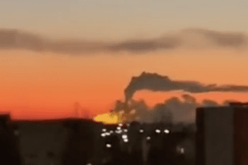 A large plume of smoke rises over Cheboksary, Russia, following a drone attack on February 18. The strike reportedly targeted the VNIIR-Progress defense plant, a critical manufacturer of navigation components for Russian missiles. (Source: Exilenova+)