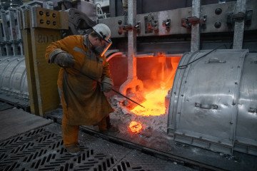 A general overview of the aluminum production process at the Krasnoyarsk Aluminum Plant, the world's third largest aluminum factory in terms of production capacity in Krasnoyarsk, Russia, on May 13, 2026. Illustrative photo. (Source: Getty Images)