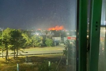 Fire seen at the Russian Yeysk military airfield in Krasnodar Krai, August 30, 2026. Fire seen at the Russian Yeysk military airfield in Krasnodar Krai, August 30, 2026.
