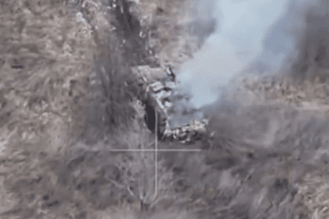 A Russian Typhoon armored vehicle burns after being struck by an FPV drone operated by Ukraine’s Omega Special Purpose Center deep behind Russian lines. (Source: Omega Special Purpose Center) A Russian Typhoon armored vehicle burns after being struck by an FPV drone operated by Ukraine’s Omega Special Purpose Center deep behind Russian lines. (Source: Omega Special Purpose Center)