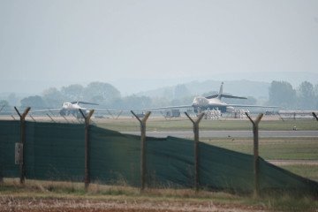Two US Air Force B-1B Lancer strategic bombers at RAF Fairford on September 27, 2026. (Source: Getty Images) Two US Air Force B-1B Lancer strategic bombers at RAF Fairford on September 27, 2026. (Source: Getty Images)