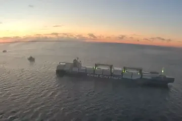 Baltic Spirit container ship in the Gulf of Finland during seizure, February 3, 2026. (Source: Estonian Police and Border Guard Board)