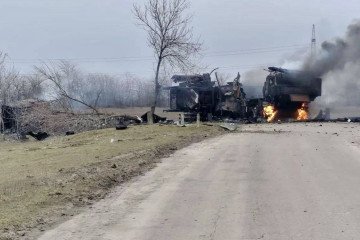 Destroyed Russian Pantsir-S1 air defense system near Melitopol after a Ukrainian drone strike, March 6, 2026. (Source: @BogdanovVitaliy)
