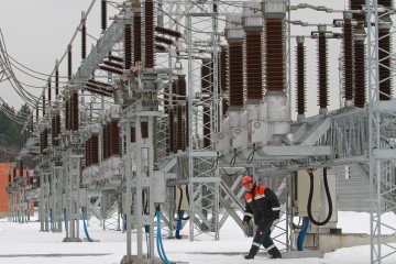 Illustrative: High-voltage transformers at a Federal Grid Co. transmitting station in Russia. (Source:  Getty Images)
