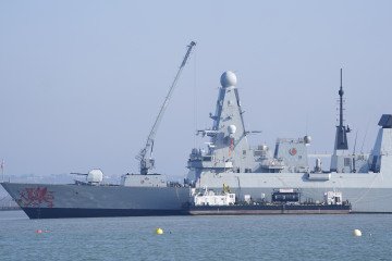 Royal Navy Type 45 destroyer HMS Dragon at the Upper Harbour Ammunition Facility in Portsmouth harbour, Hampshire, ahead of being deployed to protect British military personnel in Cyprus. Illustrative photo. (Source: Getty Images)