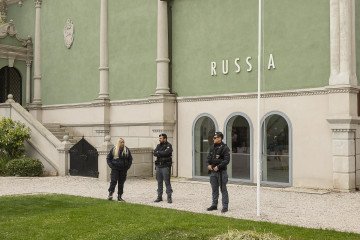 The closed Russian pavilion at the 59th Venice Biennale International Art Exhibition in Venice, Italy, April 21, 2022. (Source: Getty Images)