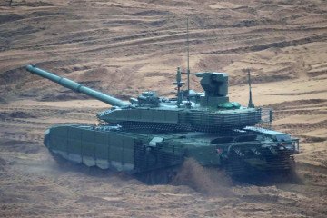 Russian T-90M main battle tank during military exercises in 2017.