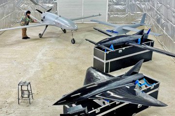 The "Lyutyi" drone, UJ-22 Airborne, "Bober," and a jet-powered UAV. (Source: The Times)