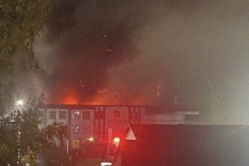 Fire at the Elektrodetal factory in Karachev, Bryansk region, September 29, 2025.