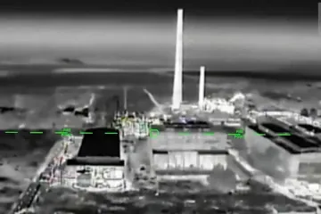A screenshot from video released by Ukraine’s Unmanned Systems Forces showing the Crimea Titan chemical plant in occupied Armyansk, Crimea, during a drone strike on June 13, 2026. (Source: SBS) A screenshot from video released by Ukraine’s Unmanned Systems Forces showing the Crimea Titan chemical plant in occupied Armyansk, Crimea, during a drone strike on June 13, 2026. (Source: SBS)