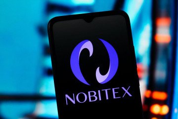 Nobitex logo is seen displayed on a smartphone screen. (Source: Getty Images)