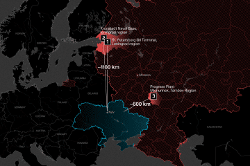 Map of the Ukrainian strikes. (Source: UNITED24 Media/Oleksandr Manukians) Map of the Ukrainian strikes. (Source: UNITED24 Media/Oleksandr Manukians)