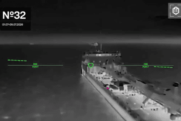 Russian K-2 shadow fleet tanker moments before a Ukrainian long-range drone strike, July 9, 2026.