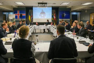Joint Expeditionary Force (JEF) defense ministers during a meeting with Ukraine’s Defense Minister Evgeniy Khmara. (Source: Ukraine’s Defense Ministry) Joint Expeditionary Force (JEF) defense ministers during a meeting with Ukraine’s Defense Minister Evgeniy Khmara. (Source: Ukraine’s Defense Ministry)