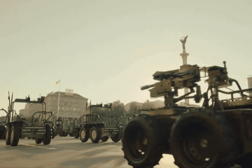 Column of Ukrainian unmanned ground vehicles on the Khreshchatyk in central Kyiv, August 24, 2026. Column of Ukrainian unmanned ground vehicles on the Khreshchatyk in central Kyiv, August 24, 2026.