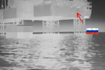 Ukrainian drone footage captures the Sivash offshore platform moments before the Navy’s strike. (Source: Ukrainian Navy)