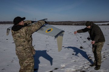 Illustrative image: members of “Taifun” special operations unit of Unmanned Systems of the National Guard of Ukraine prepare to launch a reconnaissance drone on February 27, 2026 in Kharkiv Region, Ukraine. (Source: Getty Images)