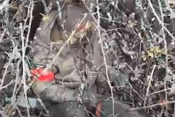 Russian soldier moments before being killed by a Ukrainian drone strike, April 2026. (Source: 71st Air Assault Brigade)