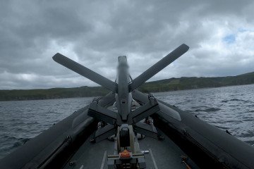 HX-2 strike drone launched from a fast assault boat during maritime tests, May 2026. (Source: Helsing)