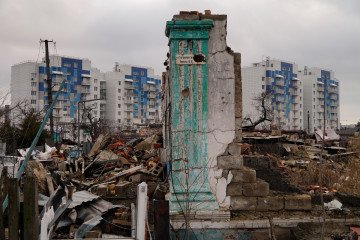 A general view of the city of Mariupol as the Russia-Ukraine war approaches its fourth anniversary in Russian controlled city of Mariupol, on February 16, 2026. (Source: Getty Images)