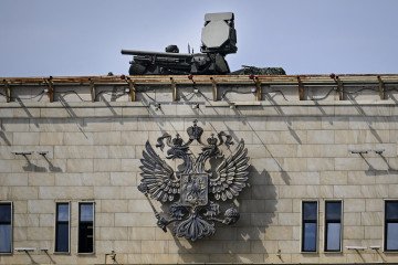 The Pantsir S-1 air defense missile system atop the Russian Defense Ministry headquarters in Moscow on May 5, 2026.