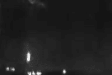 Kinetic warheads from a reportedly launched Oreshnik intermediate-range ballistic missile descend near the frontline, filmed from occupied Donetsk during Russia’s overnight attack on May 24. (Photo: Open source)