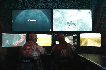 Operators monitor TenCore’s AI KIT system for unmanned ground platforms. (Source: TenCore)