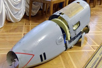Wreckage of a Russian S8000 Banderol missile in Kyiv on July 29, 2026. Ukraine reported finding foreign components in the weapon, including parts made by a Japanese company in May 2021. (Source: Getty Images)