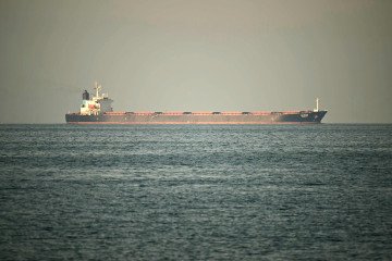 A cargo ship in the Strait of Hormuz in the northern Emirate. (Source: Getty Images)