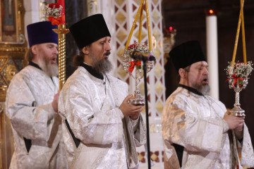 Russian Orthodox priests attend Easter Orthodox service at the Christ The Savior Cathedral, late April 15, 2023 in Moscow, Russia. (Source: Getty Images) Russian Orthodox priests attend Easter Orthodox service at the Christ The Savior Cathedral, late April 15, 2023 in Moscow, Russia. (Source: Getty Images)