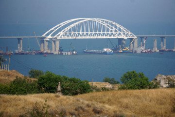A view of Kerch Strait Bridge, aslo known as Crimean Bridge, in Kerch, Crimea, Ukraine. (Source: Getty Images)