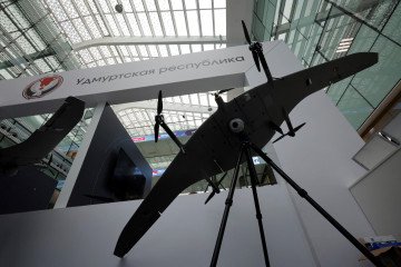 Illustrative image. Russian-made drones are on display during a forum involving developers, manufacturers, and operators of unmanned and robotic systems outside Moscow on August 14, 2025. Illustrative image. Russian-made drones are on display during a forum involving developers, manufacturers, and operators of unmanned and robotic systems outside Moscow on August 14, 2025.