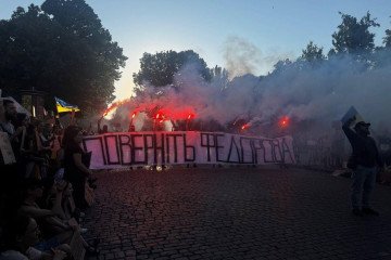 Protesters hold flares and a banner reading “Bring Fedorov Back” during a rally in Ukraine on July 18, 2026. (Source: Serhii Sternenko/Telegram) Protesters hold flares and a banner reading “Bring Fedorov Back” during a rally in Ukraine on July 18, 2026. (Source: Serhii Sternenko/Telegram)