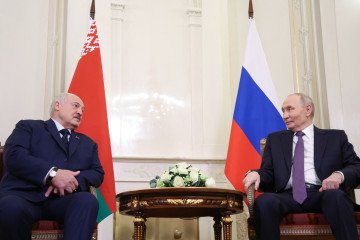 Belarusian leader Alexander Lukashenko and Russian leader Vladimir Putin. (Source: Getty Images)