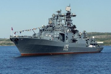 Russian Anti-Submarine Ship Admiral Levchenko on Fire in Arctic Ocean