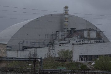 Reactor four at the Chernobyl nuclear power plant during Ukraine Energy Coordination Group summit in Chornobyl, Ukraine, on April 26, 2026. (Source: Getty Images)