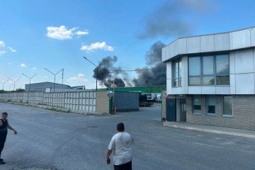 Smoke rises over a World Health Organization humanitarian warehouse in Dnipro, Ukraine. (Source: World Health Organization Ukraine)