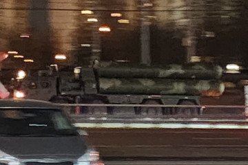 Convoy carrying S-400 missile launchers spotted on a Moscow roadway ahead of May 9. (Photo: Open source)