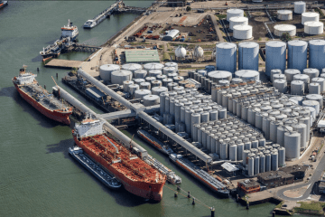 Illustrative photo of product tankers loading refined petroleum products at a fuel storage terminal. (Source: Alamy)