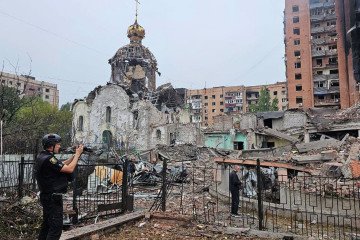 The Church of St. John the Baptist and a nearby residential building damaged in a Russian attack on Kramatorsk, Donetsk region, September 22, 2026. (Source: National Police of Ukraine) The Church of St. John the Baptist and a nearby residential building damaged in a Russian attack on Kramatorsk, Donetsk region, September 22, 2026. (Source: National Police of Ukraine)