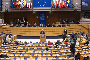 The president of the European Council Antonio Costa delivers a speech about the conclusions of the European Council Meeting of the EU leaders on 19 of March 2026. Illustrative photo. (Source: Getty Images)